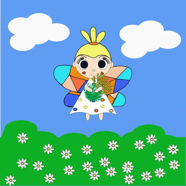 Cuento Hadas Cariño Princesa Mariposa Chica Dibujos Animados —  Fotos de Stock