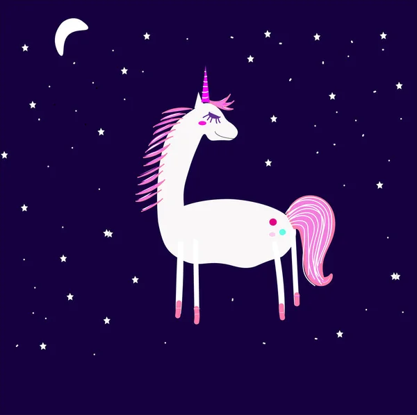Unicorno Allevamento Cielo Notturno Illustrazione — Foto Stock