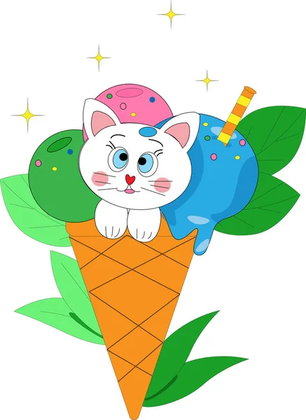 아이스크림 스타일의 이미지에 귀여운 고양이 — 스톡 사진
