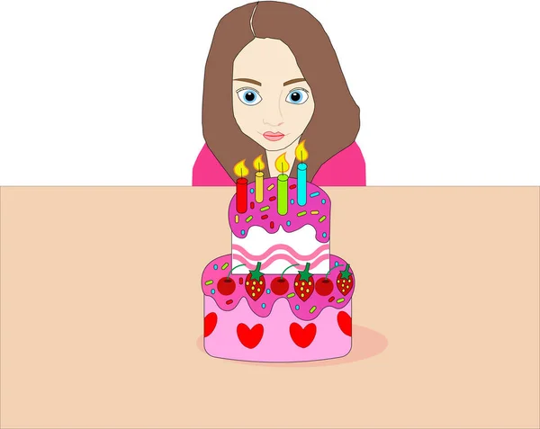 Chica Con Cupcake Cumpleaños Para Regalo —  Fotos de Stock