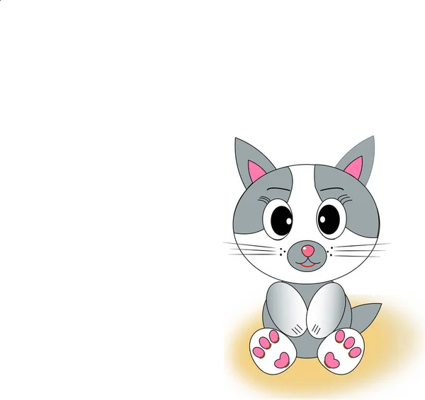 Macska Édes Aranyos Barátságos Ülő Macska Illusztrációja — Stock Fotó