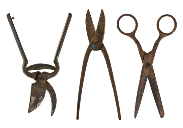 Old isolated tools:scissors, shears for metal — Stock Photo, Image