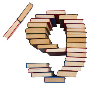 kitap, rakamlar 9 ve eğik çizgi dışına alfabesi