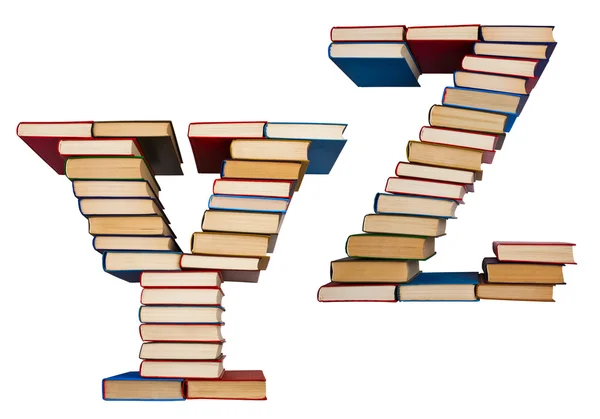 Alphabet composé de livres, lettres Y et Z — Photo