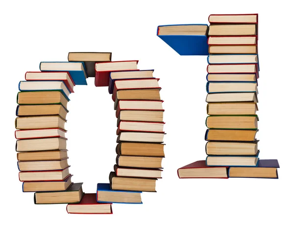 Kitaplar, rakamları 0 ve 1 yapılan alfabesi