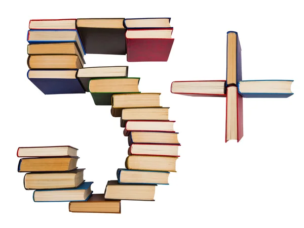 Kitaplar, rakamlar 5 yapılan alfabesi ve artı