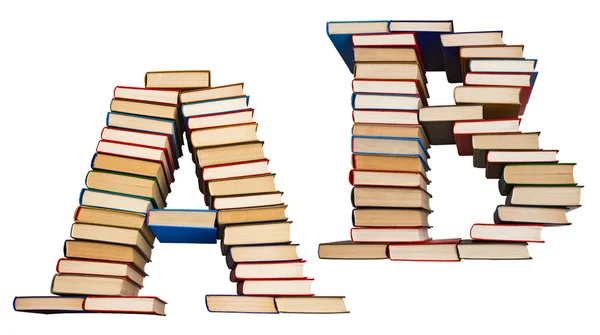 Алфавит из книг, букв А и В — стоковое фото