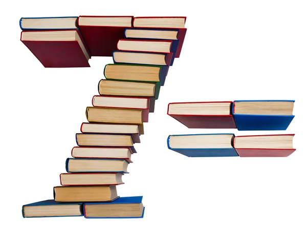 Alphabet made out of books, figures 7 and equals Stock Picture