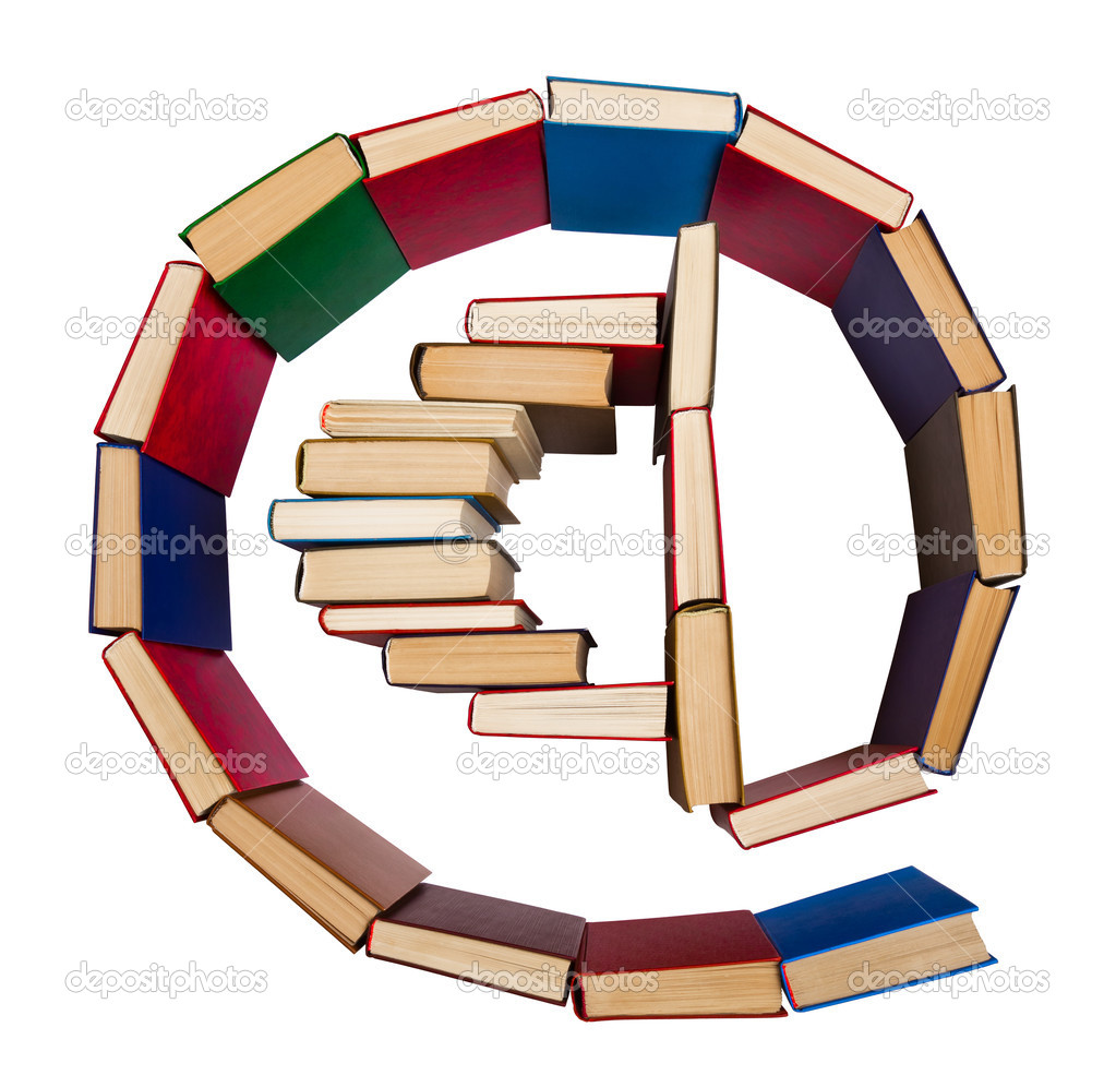 Alphabet made out of books, e-mail symbol
