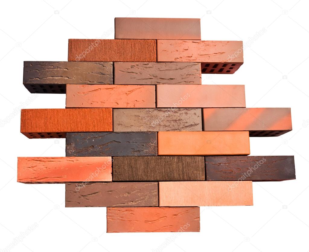 Collection of facing bricks isolated included clipping path