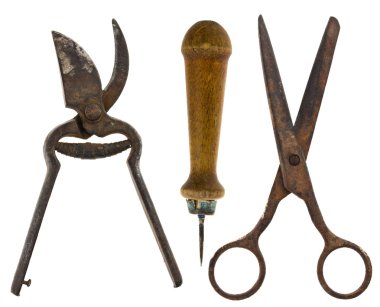 eski izole araçları: makas, makas için metal, tığ