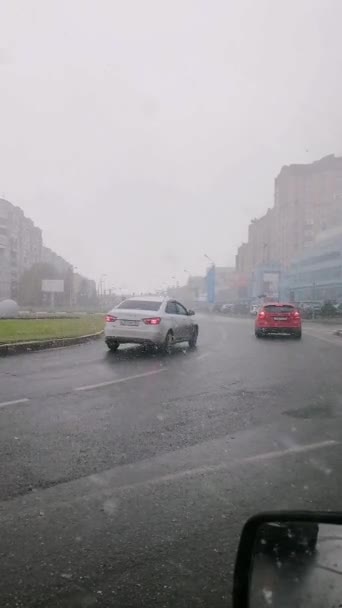 Západní Sibiř První Sníh Město Surgut Rusko Oktober 2021 — Stock video