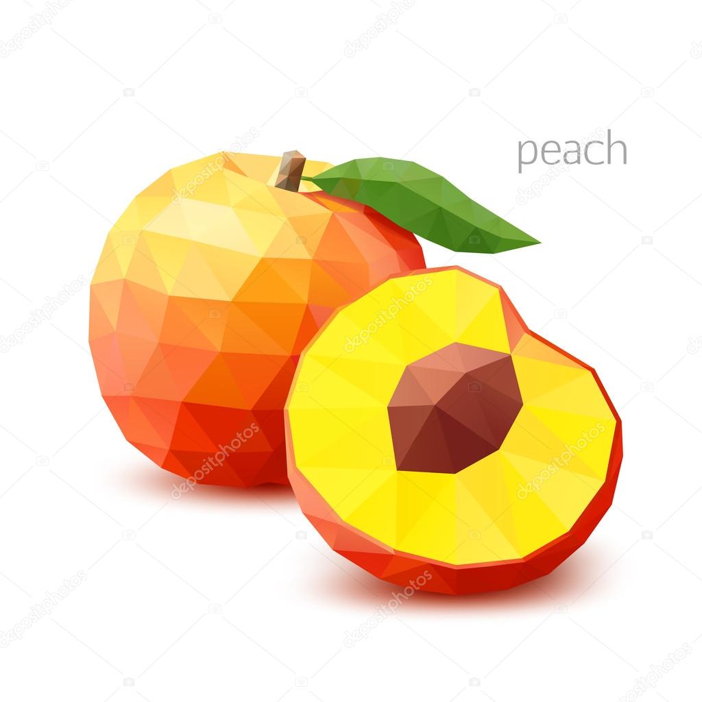Polygonal fruit peach. Vector illustration — Stock Vector © samarka