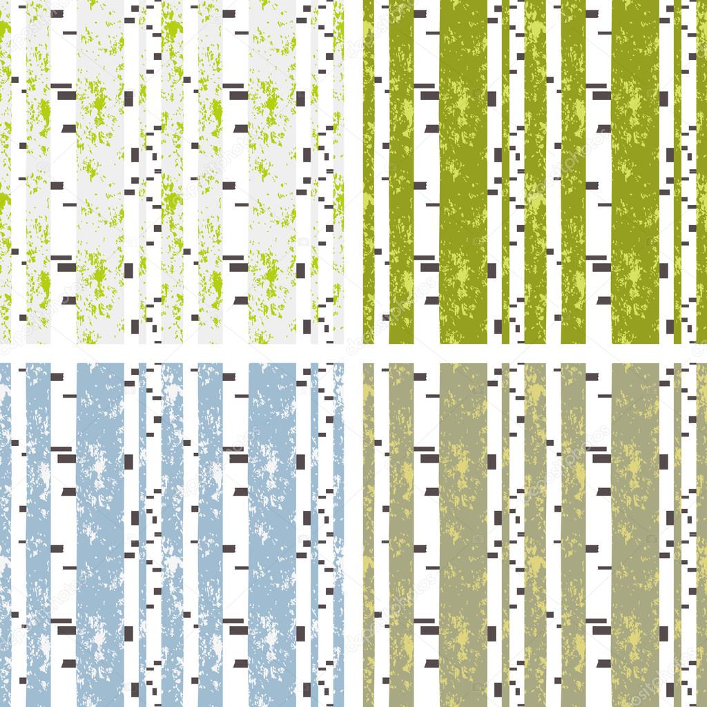 Birch forest 4 seasons vector seamless pattern