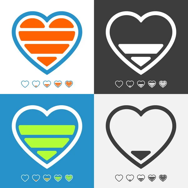 Electronic heart with charge meter. Colorful vector icon set — Stock Vector