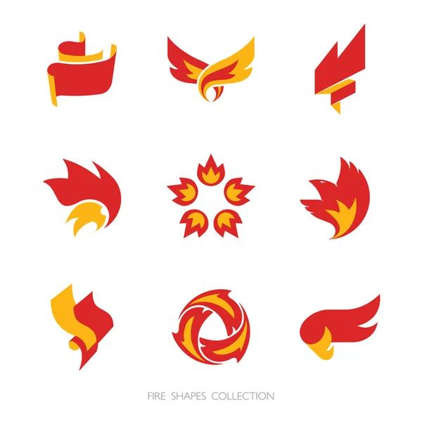 Señales de fuego. Conjunto de iconos vectoriales . — Archivo Imágenes Vectoriales