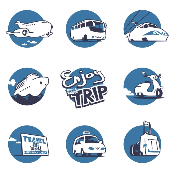 Set di illustrazioni dei trasporti. Grafica vettoriale. 3 colori . Illustrazioni Stock Royalty Free