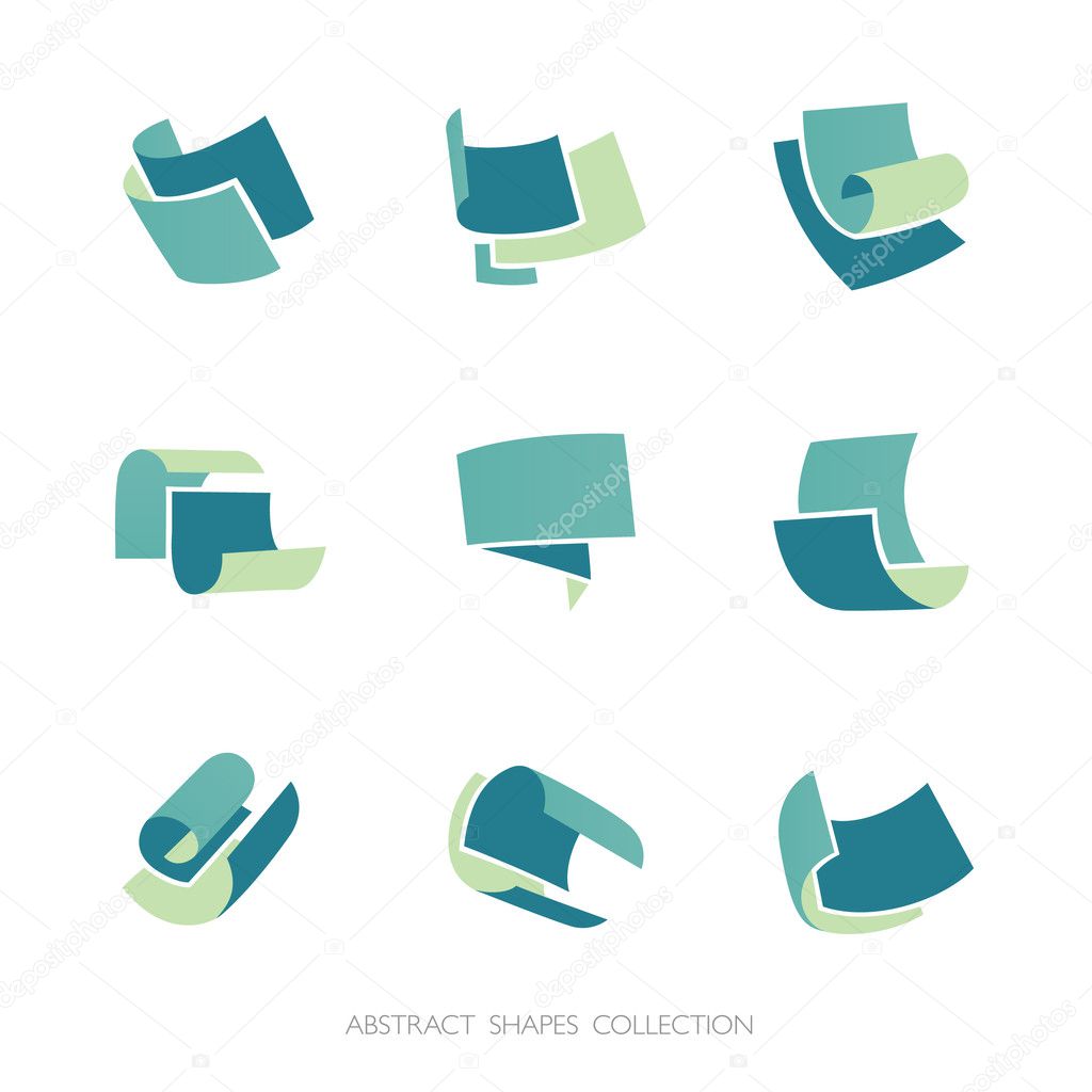 Abstract Shapes Collection. Set of 3-color vector icons.