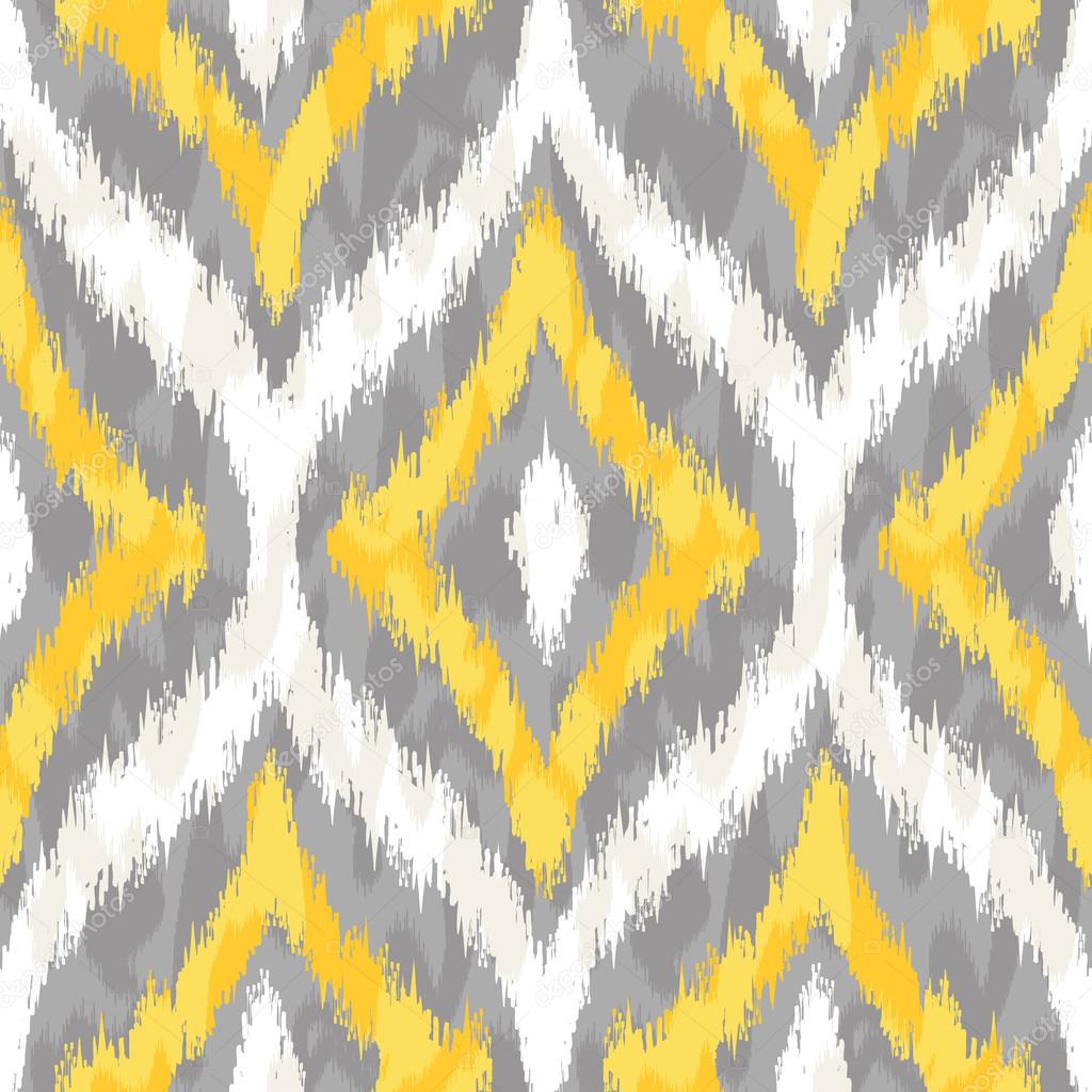 Yellow and Grey Ikat Ogee Background Pattern