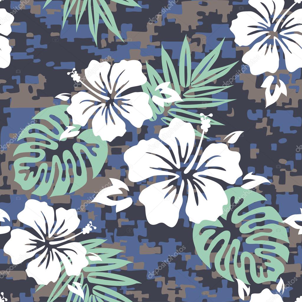 Hawaiian Aloha Camouflage Background Pattern