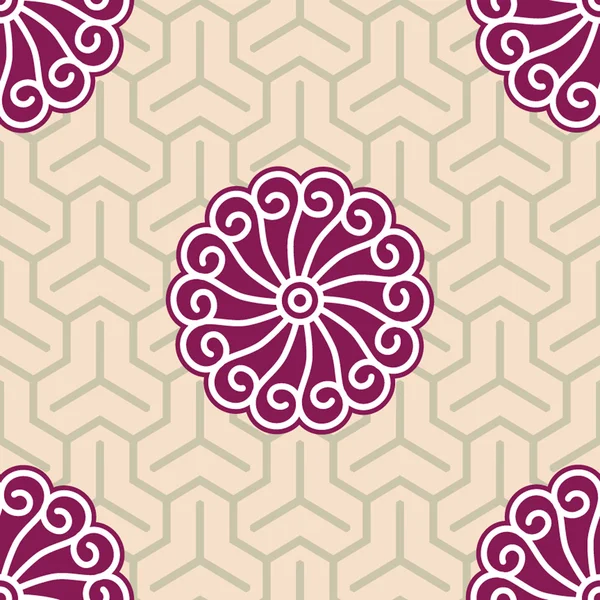 Hibiscus Samurai Seamless Background Pattern — Stock Vector
