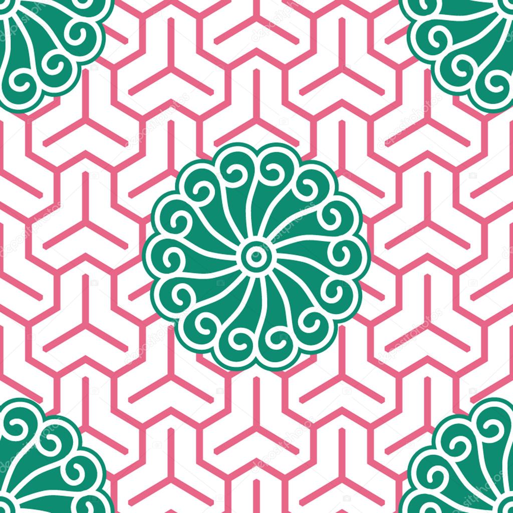 Hibiscus Samurai Seamless Background Pattern