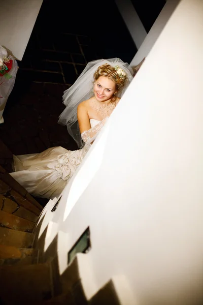 Bride on the staircase — Stock Photo, Image