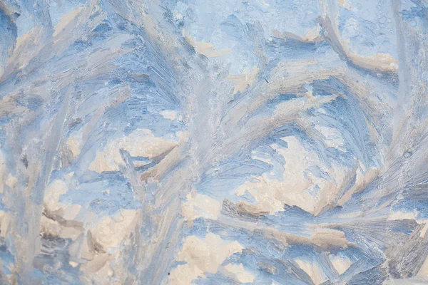 Background of painting on the frozen window by frost - nobody — Stock Photo, Image