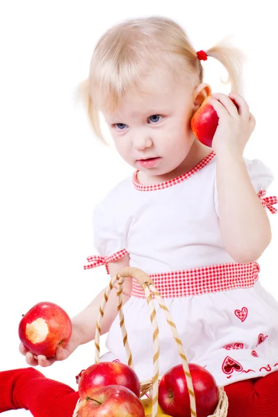 Niño con manzanas —  Fotos de Stock