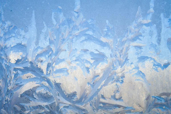 Sfondo della pittura sulla finestra congelata dal gelo - nessuno — Foto Stock