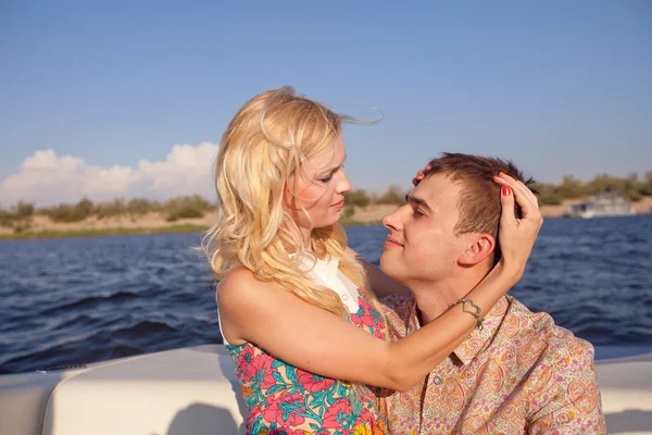 Couple on the boat — Stock Photo, Image