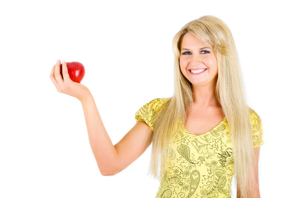 Beauty with red apple — Stock Photo, Image