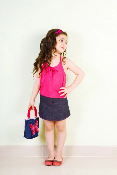 Girl with a bag — Stock Photo, Image