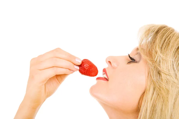 Ritratto con fragola — Foto Stock