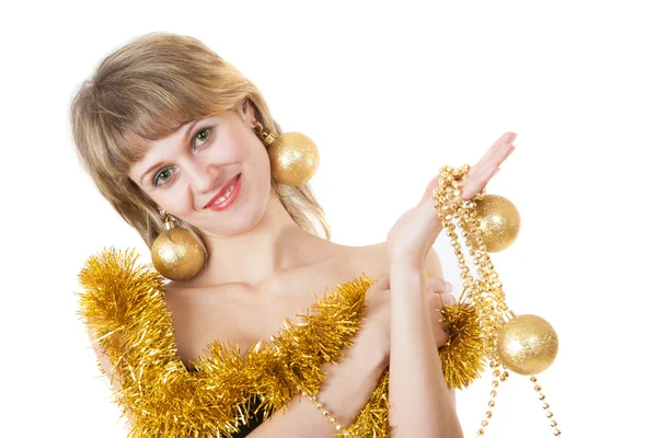 Girl with Christmas balls — Stock Photo, Image