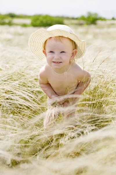 Portrait in feather-grass — Stock Photo, Image