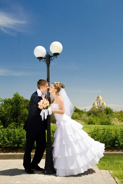 Kiss of bride and groom — Stock Photo, Image