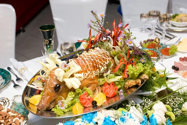 A beautifully decorated dairy pig — Stock Photo, Image