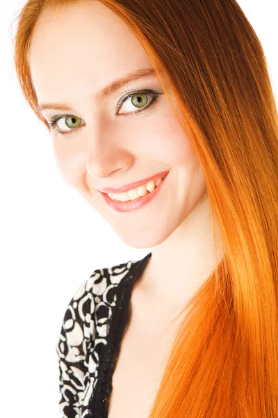 Menina com cabelo vermelho longo — Fotografia de Stock