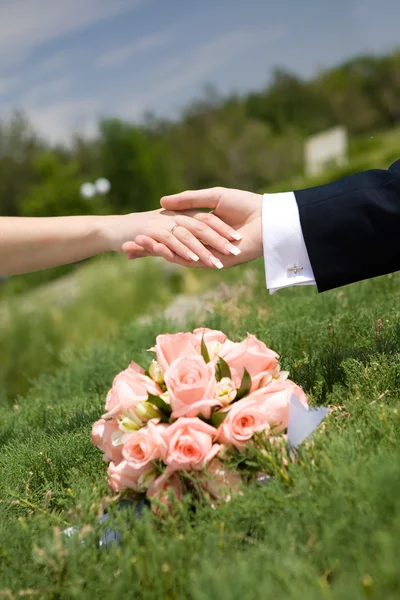 Hands of newlyweds — Stock Photo, Image