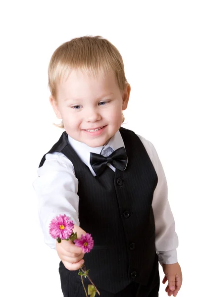 Malý chlapec s kyticí — Stock fotografie