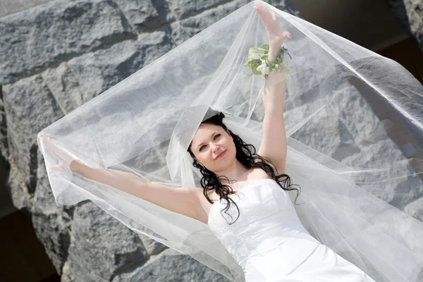 Leende och sten — Stockfoto