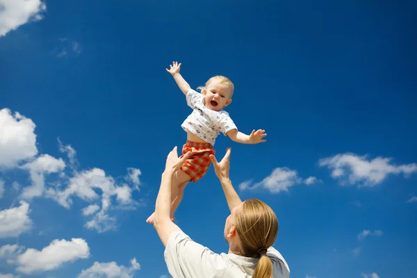 Vader en dochter gelukkig — Stockfoto