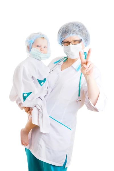 Happy doctor and small patient — Stock Photo, Image