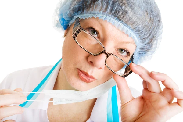 Look of the tired surgeon — Stock Photo, Image