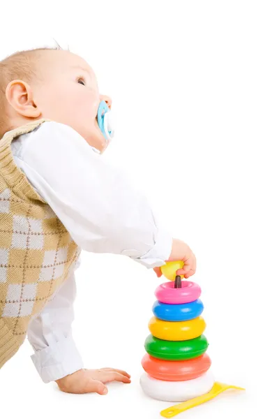 Småbarn pojken spelar utveckla spel — Stockfoto