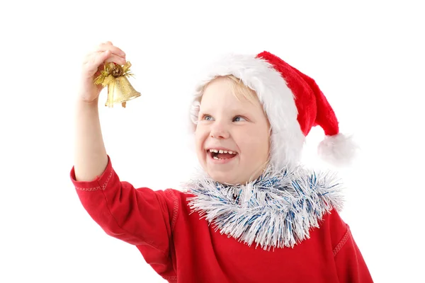 Kleine santa een belletje rinkelen — Stockfoto