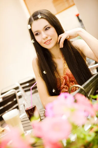 Girl in cafe — Stock Photo, Image