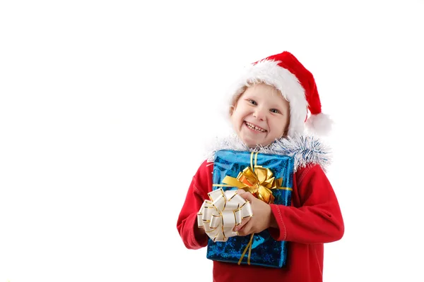 Petit Père Noël avec présent Image En Vente