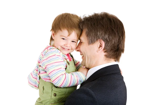 Girl on the hands of father — Stock Photo, Image